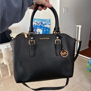 Michael Kors Black Satchel with Gold Accents